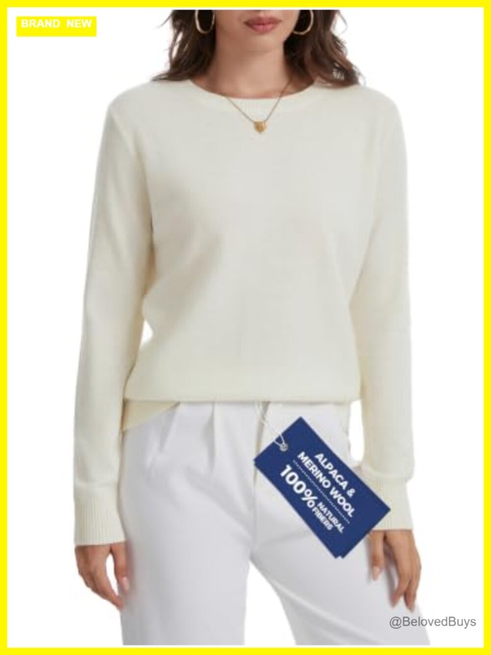 Womens Cashmere Merino Wool Long Sleeve Sweater Pullover Winter Top